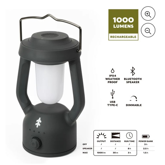 LED LANTERN Rechargeable Bluetooth Speaker Weatherproof Dimmable SWISS TECH - Picture 2 of 6